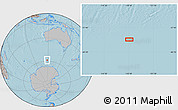 Gray Location Map of the area around 58° 37' 32" S, 118° 13' 29" E, hill shading