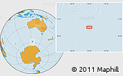 Political Location Map of the area around 58° 37' 32" S, 124° 10' 30" E