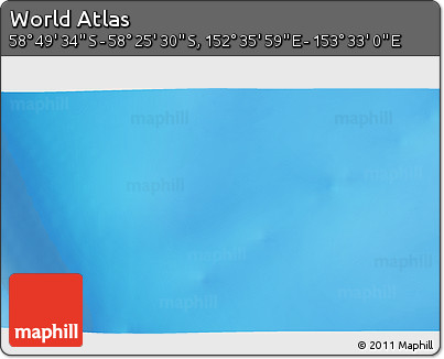 Physical 3D Map of the Area around 58° 37' 32" S, 153° 4' 29" E