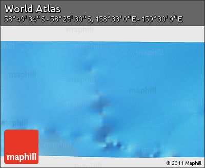 Physical 3D Map of the Area around 58° 37' 32" S, 159° 1' 30" E