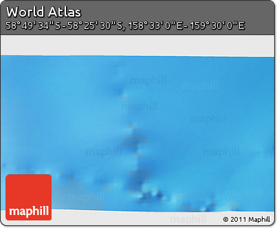 Physical 3D Map of the Area around 58° 37' 32" S, 159° 1' 30" E