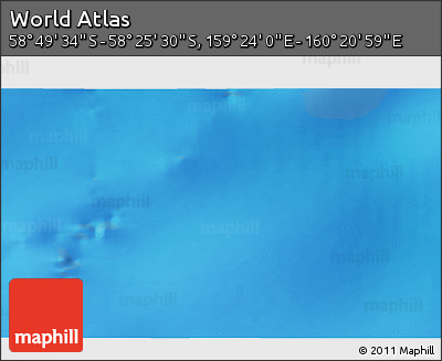 Physical 3D Map of the Area around 58° 37' 32" S, 159° 52' 30" E