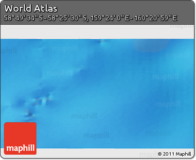 Physical 3D Map of the Area around 58° 37' 32" S, 159° 52' 30" E