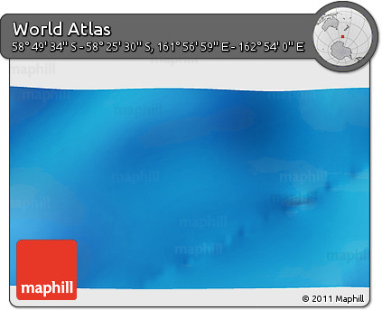 Physical 3D Map of the Area around 58° 37' 32" S, 162° 25' 30" E