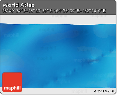 Physical 3D Map of the Area around 58° 37' 32" S, 162° 25' 30" E