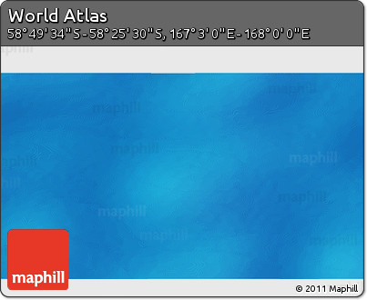 Physical 3D Map of the Area around 58° 37' 32" S, 167° 31' 30" E
