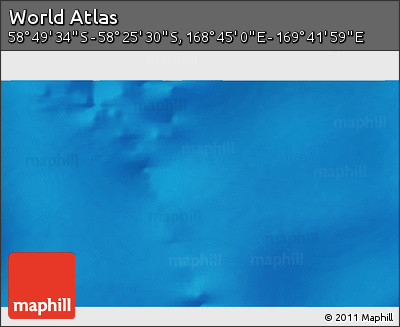 Physical 3D Map of the Area around 58° 37' 32" S, 169° 13' 29" E