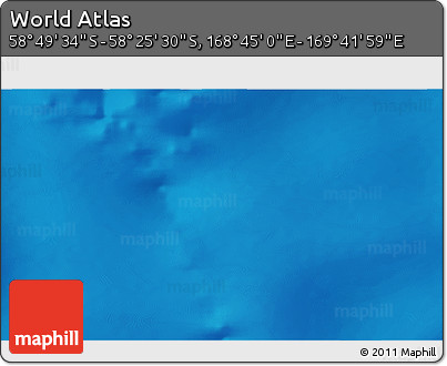 Physical 3D Map of the Area around 58° 37' 32" S, 169° 13' 29" E