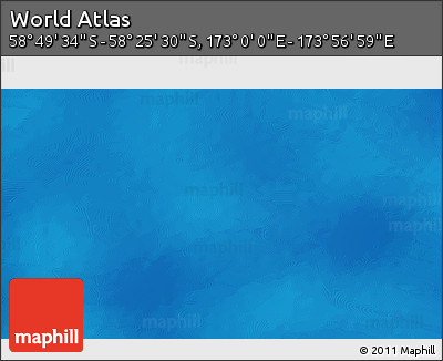 Physical 3D Map of the Area around 58° 37' 32" S, 173° 28' 29" E