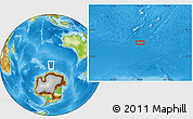 Physical Location Map of the area around 58° 37' 32" S, 98° 40' 30" E