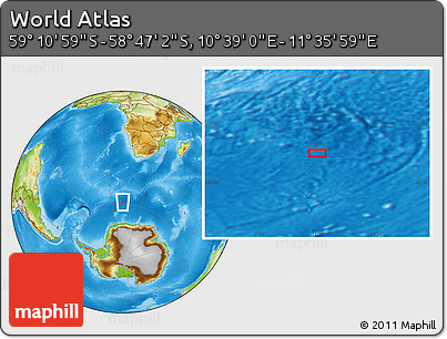 Physical Location Map of the Area around 58° 59' 1" S, 11° 7' 30" E