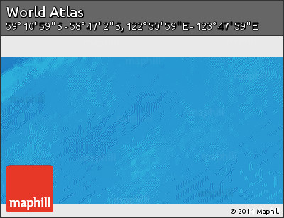 Physical 3D Map of the Area around 58° 59' 1" S, 123° 19' 29" E