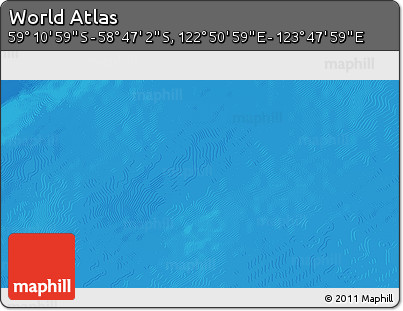 Physical 3D Map of the Area around 58° 59' 1" S, 123° 19' 29" E