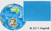 Physical Location Map of the area around 58° 59' 1" S, 125° 1' 30" E