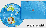 Physical Location Map of the area around 58° 59' 1" S, 142° 1' 30" E