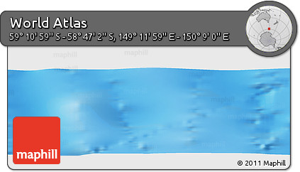 Physical Panoramic Map of the Area around 58° 59' 1" S, 149° 40' 30" E