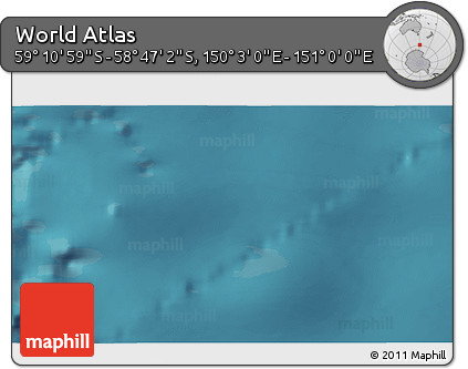 Satellite 3D Map of the Area around 58° 59' 1" S, 150° 31' 30" E