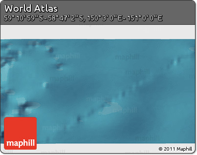 Satellite 3D Map of the Area around 58° 59' 1" S, 150° 31' 30" E