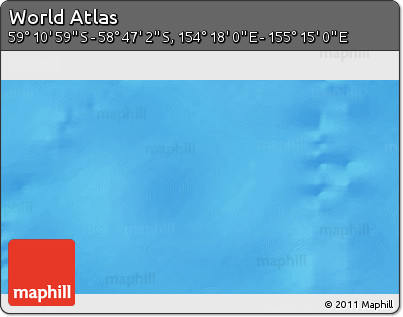 Physical 3D Map of the Area around 58° 59' 1" S, 154° 46' 30" E