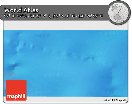 Physical 3D Map of the Area around 58° 59' 1" S, 159° 52' 30" E