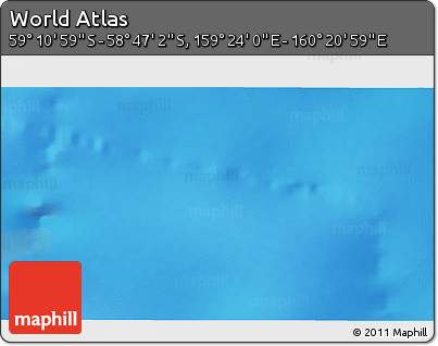 Physical 3D Map of the Area around 58° 59' 1" S, 159° 52' 30" E