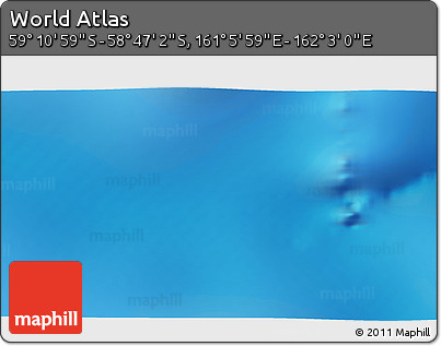 Physical 3D Map of the Area around 58° 59' 1" S, 161° 34' 29" E