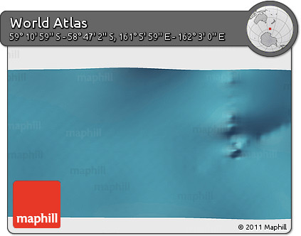 Satellite 3D Map of the Area around 58° 59' 1" S, 161° 34' 29" E
