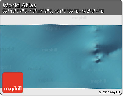 Satellite 3D Map of the Area around 58° 59' 1" S, 161° 34' 29" E