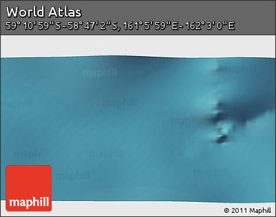 Satellite 3D Map of the Area around 58° 59' 1" S, 161° 34' 29" E