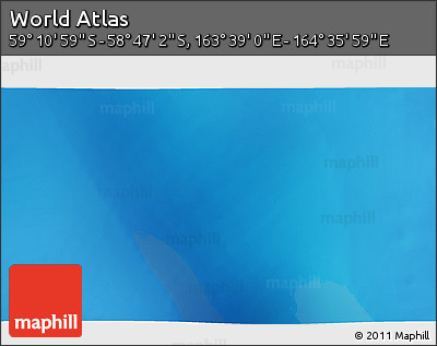 Physical 3D Map of the Area around 58° 59' 1" S, 164° 7' 30" E