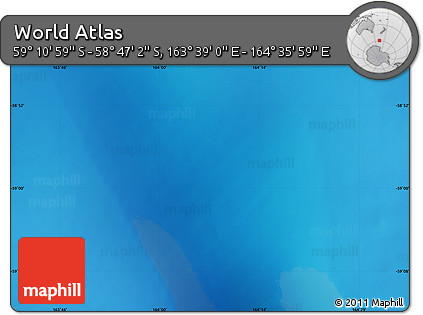 Physical Map of the Area around 58° 59' 1" S, 164° 7' 30" E