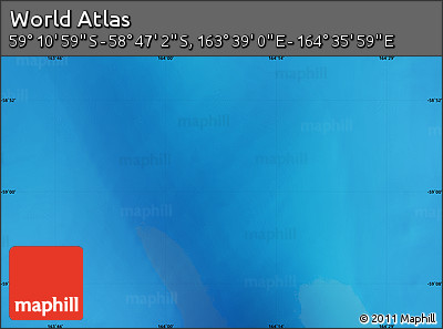 Physical Map of the Area around 58° 59' 1" S, 164° 7' 30" E