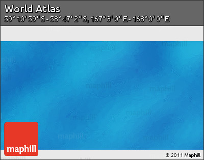 Physical 3D Map of the Area around 58° 59' 1" S, 167° 31' 30" E