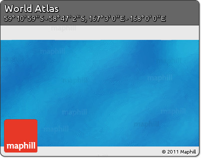 Physical 3D Map of the Area around 58° 59' 1" S, 167° 31' 30" E