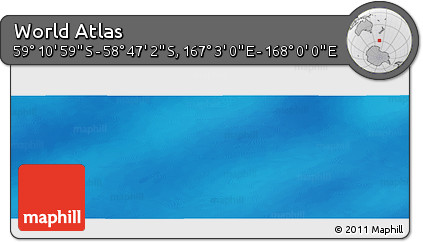 Physical Panoramic Map of the Area around 58° 59' 1" S, 167° 31' 30" E