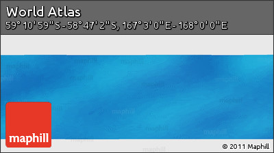 Physical Panoramic Map of the Area around 58° 59' 1" S, 167° 31' 30" E