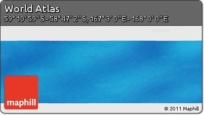 Physical Panoramic Map of the Area around 58° 59' 1" S, 167° 31' 30" E