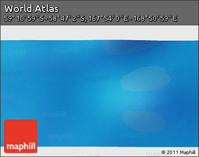 Physical 3D Map of the Area around 58° 59' 1" S, 168° 22' 30" E