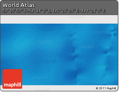 Physical 3D Map of the Area around 58° 59' 1" S, 170° 55' 30" E