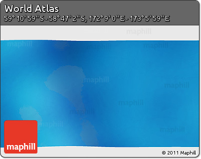 Physical 3D Map of the Area around 58° 59' 1" S, 172° 37' 30" E