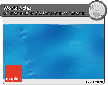 Physical 3D Map of the Area around 58° 59' 1" S, 176° 52' 30" E