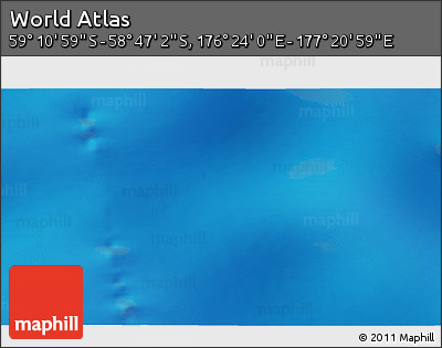 Physical 3D Map of the Area around 58° 59' 1" S, 176° 52' 30" E
