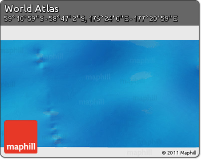 Physical 3D Map of the Area around 58° 59' 1" S, 176° 52' 30" E
