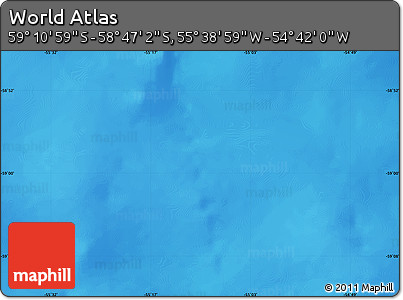 Physical Map of the Area around 58° 59' 1" S, 55° 10' 29" W