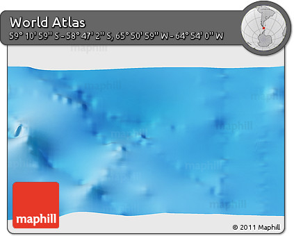 Shaded Relief 3D Map of the Area around 58° 59' 1" S, 65° 22' 30" W