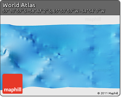 Shaded Relief 3D Map of the Area around 58° 59' 1" S, 65° 22' 30" W