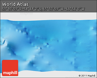 Shaded Relief 3D Map of the Area around 58° 59' 1" S, 65° 22' 30" W