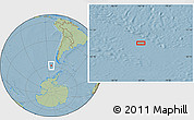 Savanna Style Location Map of the area around 58° 59' 1" S, 83° 13' 29" W, hill shading