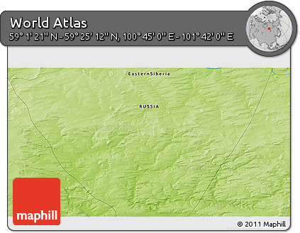Physical 3D Map of the Area around 59° 13' 17" N, 101° 13' 29" E