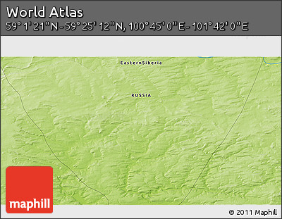 Physical 3D Map of the Area around 59° 13' 17" N, 101° 13' 29" E